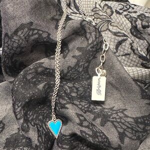 Brighton Silver-Tone Necklace with Bright Turquoise Heart Pendant